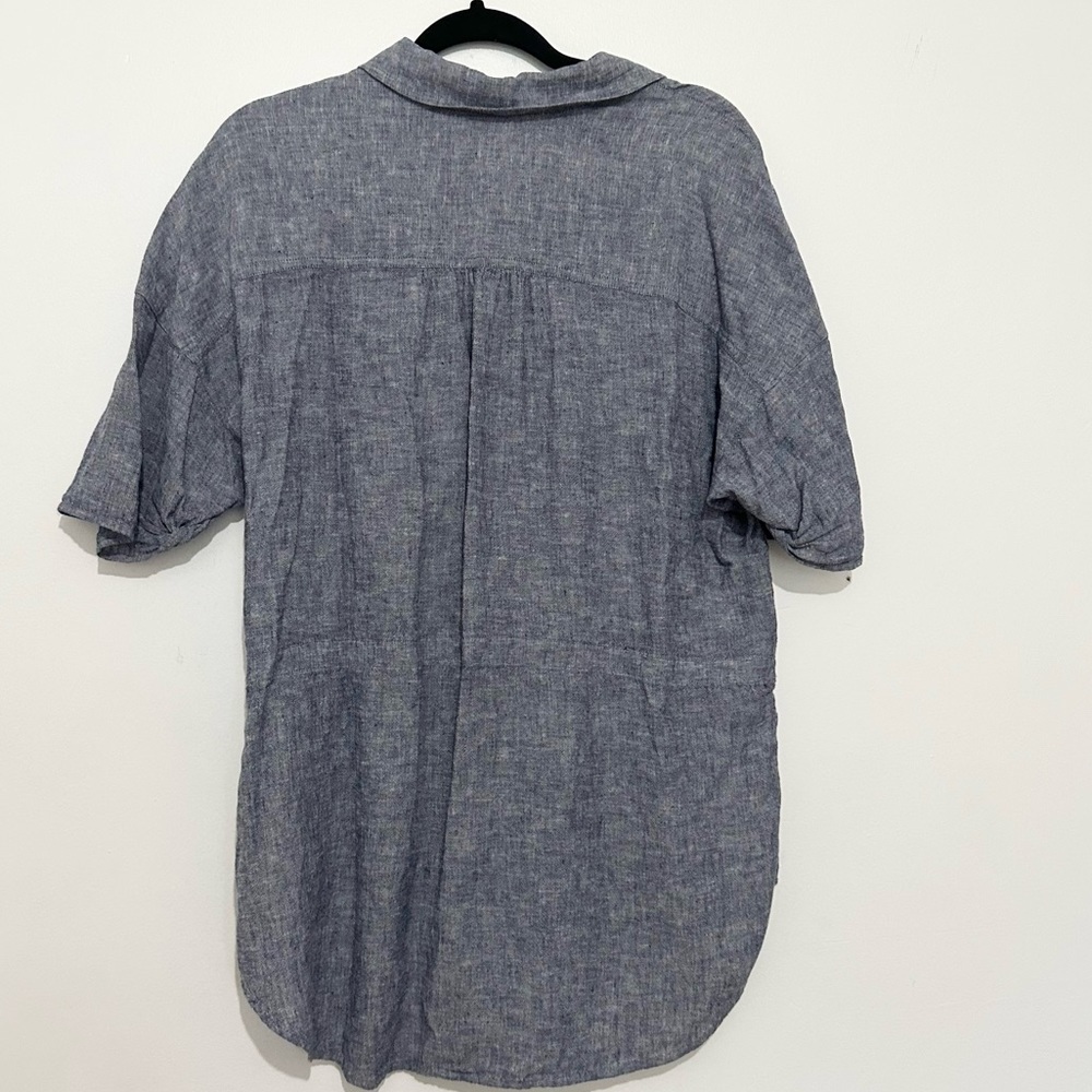 Carlson Chambray Linen Button Up Top Size Medium - image 2